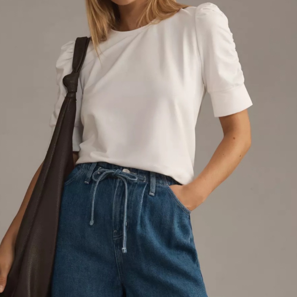 New! Walter Baker Skippy Top Anthropologie Puff Sleeve Sz Large Chic Clean Girl - Picture 10 of 10